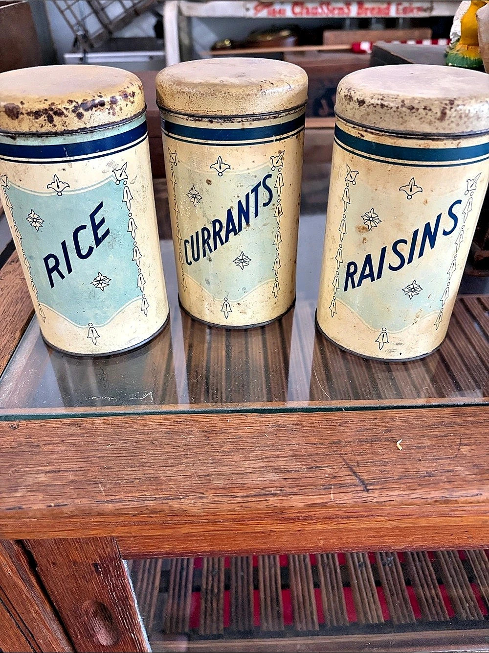 💙Vintage💙 Rice, Currants, Raisins Canister Set 6” tall 3.5” wide